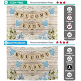 Allenjoy Welcome Baby Flags Flower Bear Wood Wall Background for Boys - Allenjoystudio