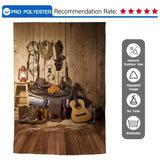 Allenjoy Western Cowboy Guitar Hat Wooden Backdrop - Allenjoystudio