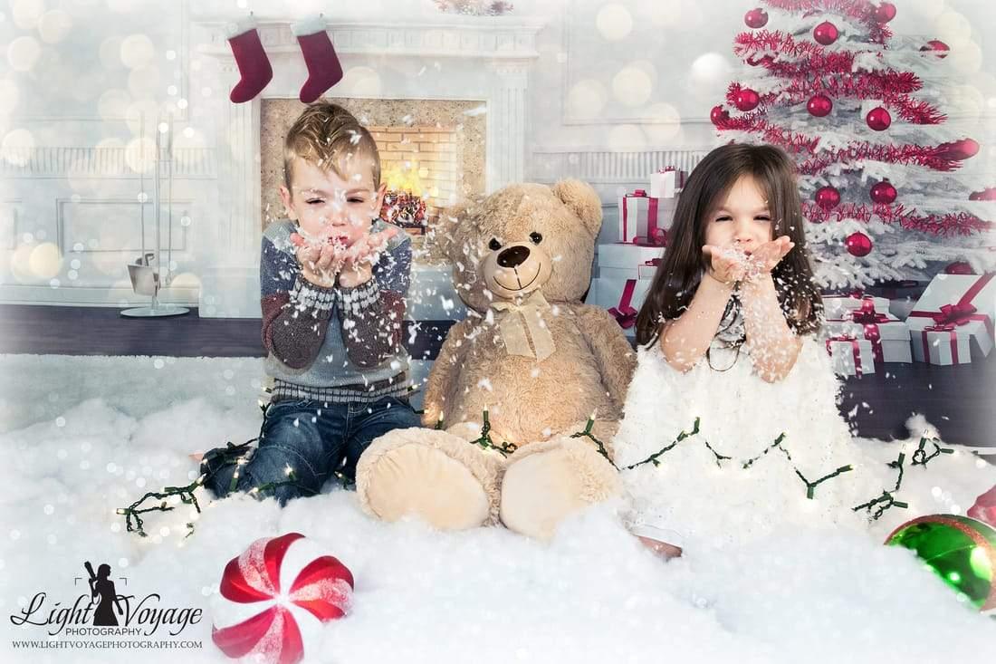 Allenjoy White Fireplace  Christmas Tree Living Room Backdrop - Allenjoystudio