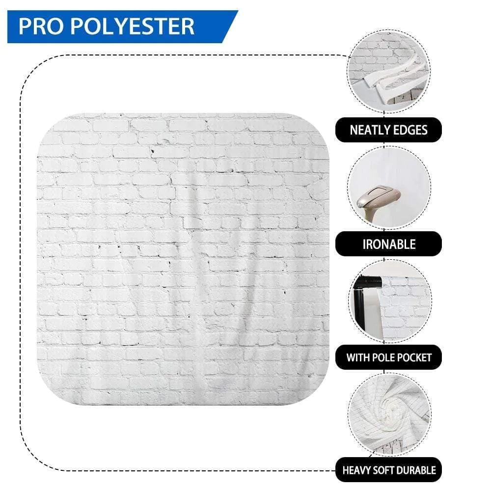 Allenjoy White Brick Wall Backdrop Gray Wooden Floor Backdrop - Allenjoystudio