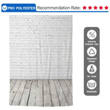 Allenjoy White Brick Wall Gray Wooden Valentine Backdrop - Allenjoystudio