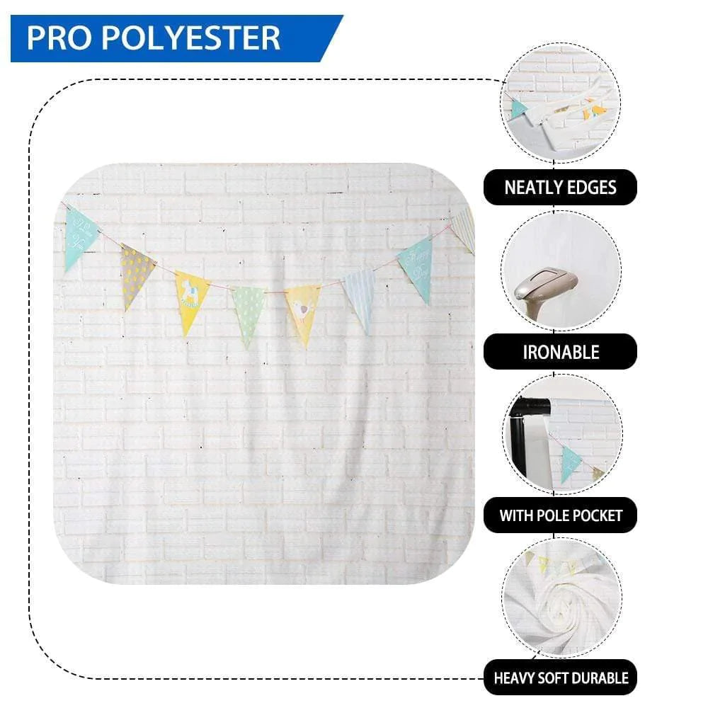 Allenjoy White Brick Wall Bunting Flags Child Backdrop - Allenjoystudio
