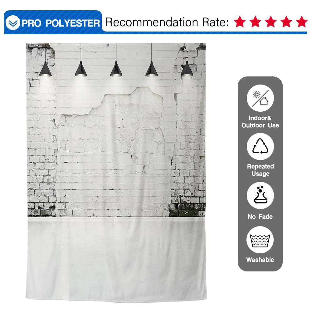 Allenjoy White Brick Wall with Light Photography Backdrop - Allenjoystudio