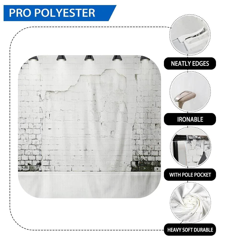 Allenjoy White Brick Wall with Light Photography Backdrop - Allenjoystudio