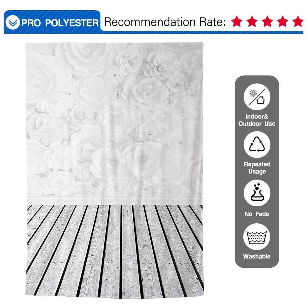 Allenjoy White Rose Background Plain Elegant Noble for Wedding Girls Birthday - Allenjoystudio