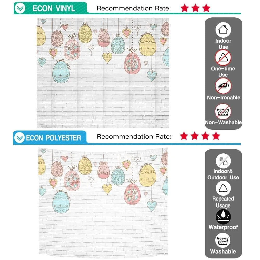 Allenjoy White Brick Wall Backdorp Colorful Painted Easter Eggs - Allenjoystudio