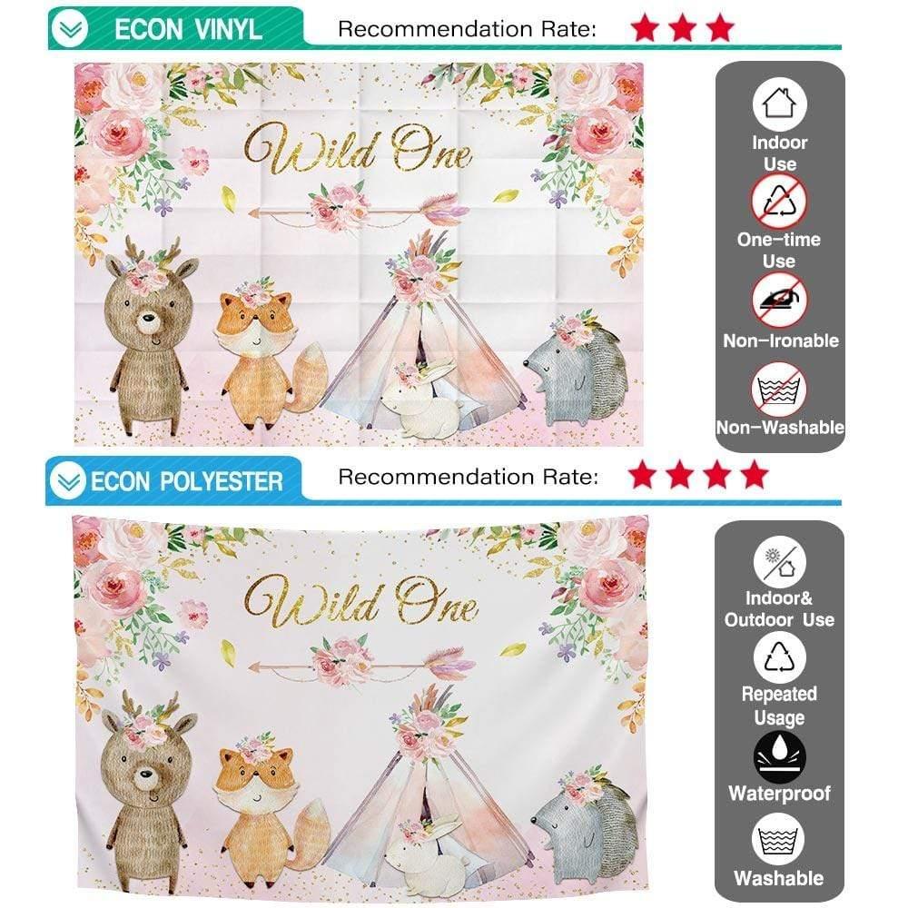 Allenjoy Wild One Animal Pink Floral Backdrop for Birthday Party - Allenjoystudio