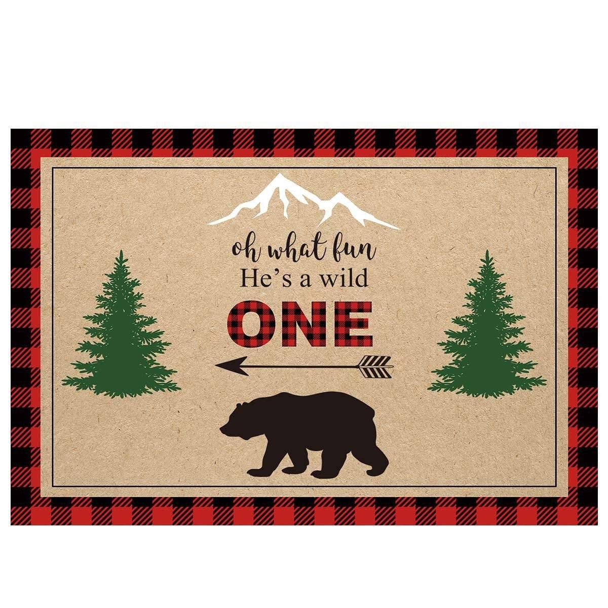 Allenjoy Wild One Lumberjack 1st Birthday Backdrop - Allenjoystudio