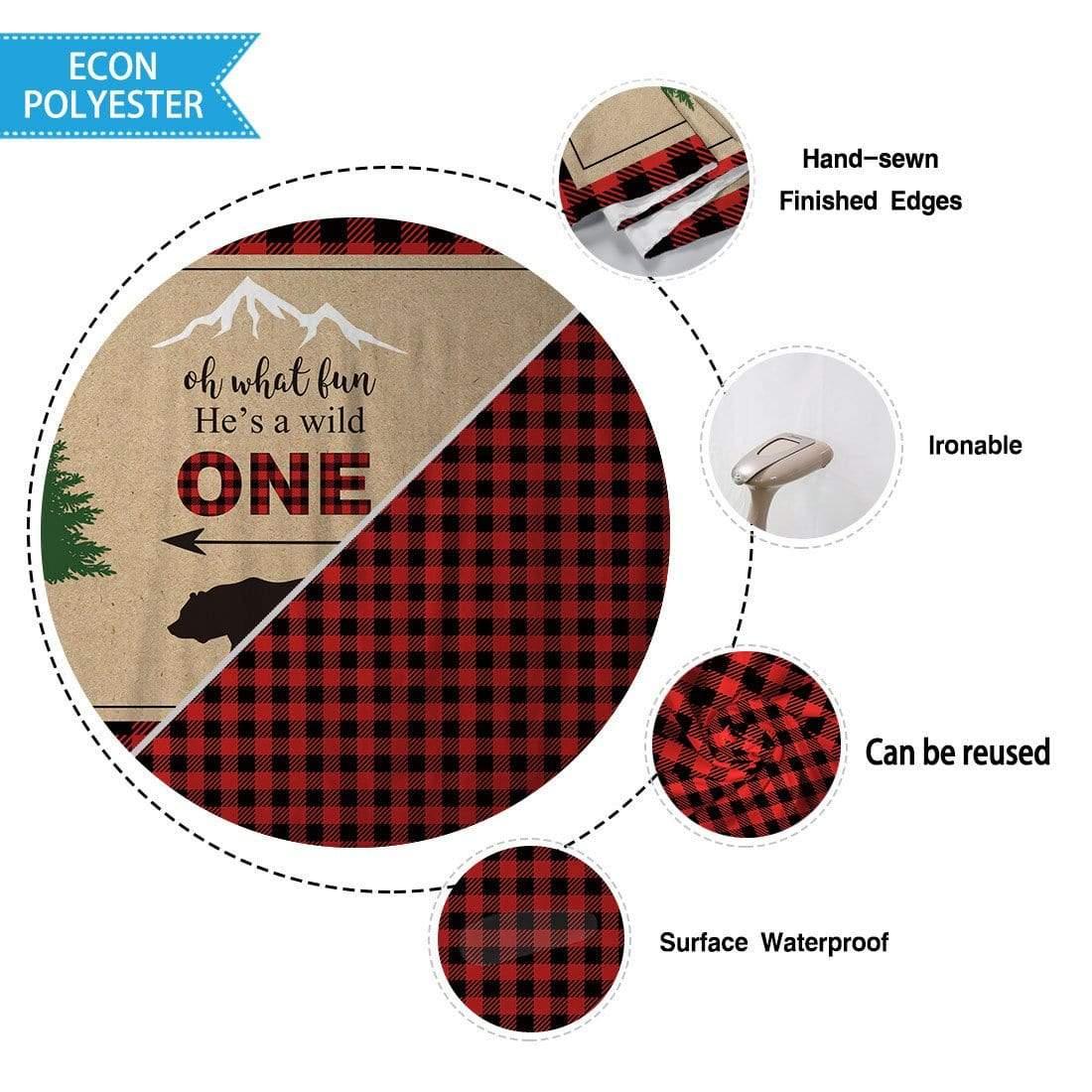 Allenjoy Wild One 1st First Birthday Lumberjack Banner Tablecloth - Allenjoystudio
