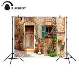 Allenjoy Window Backdrop Vintage Building Door Town Acient Brick Background Photo Studio