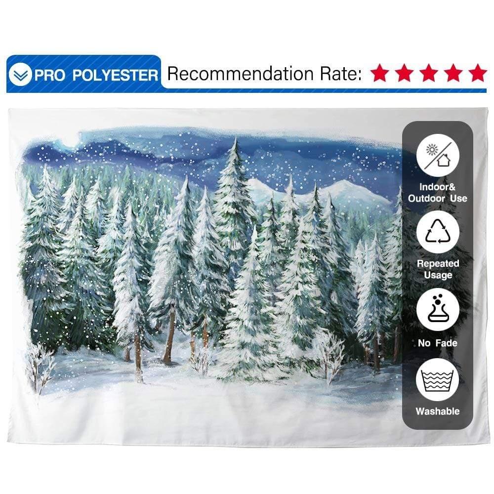 Allenjoy Winter Backdrop Pine Forest Snowy Wonderland Christmas Backdrop - Allenjoystudio