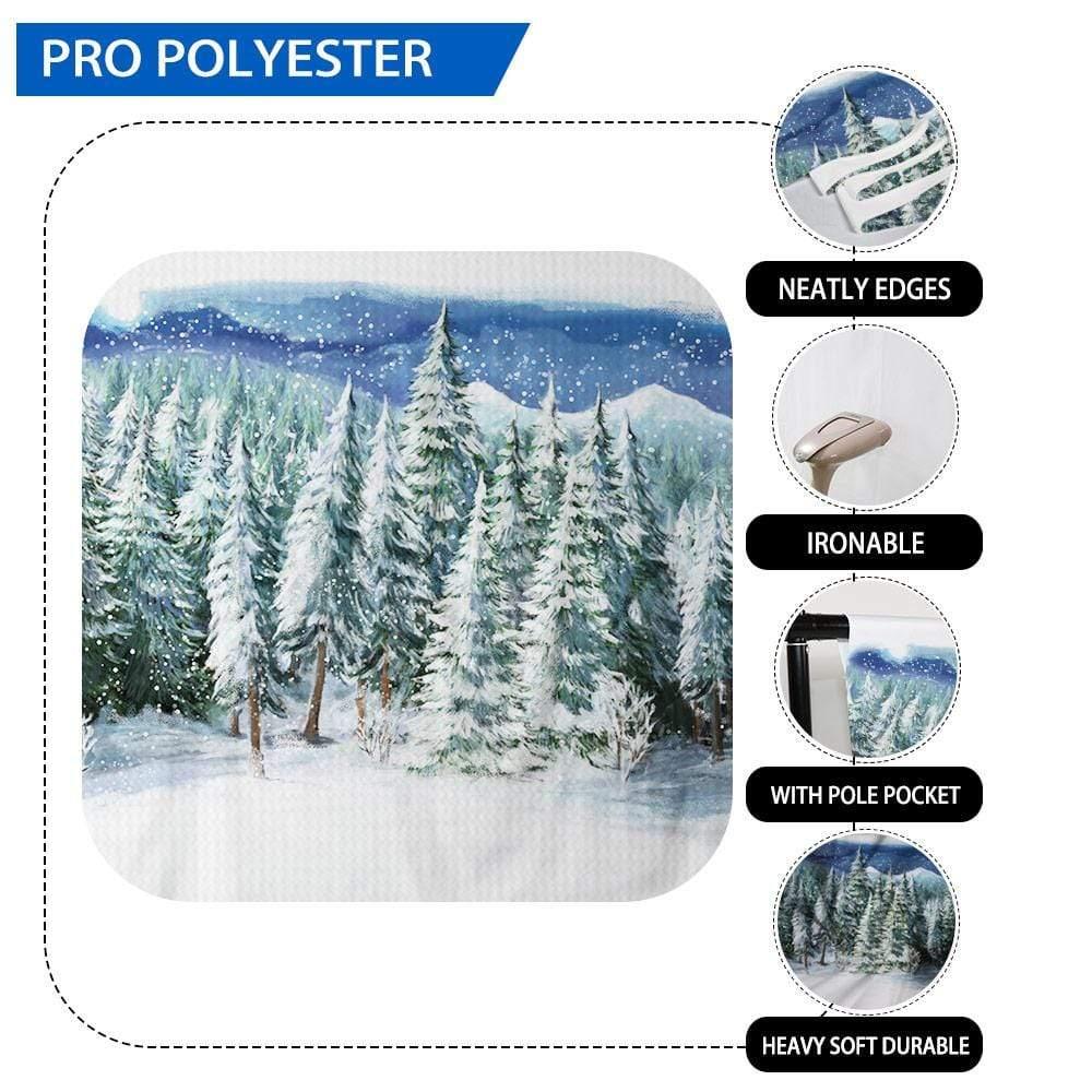 Allenjoy Winter Backdrop Pine Forest Snowy Wonderland Christmas Backdrop - Allenjoystudio