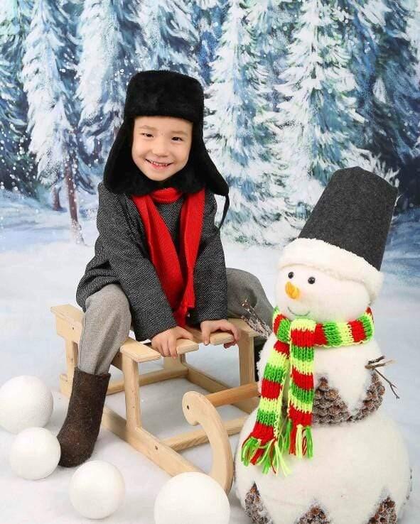 Allenjoy Winter Backdrop Pine Forest Snowy Wonderland Christmas Backdrop - Allenjoystudio