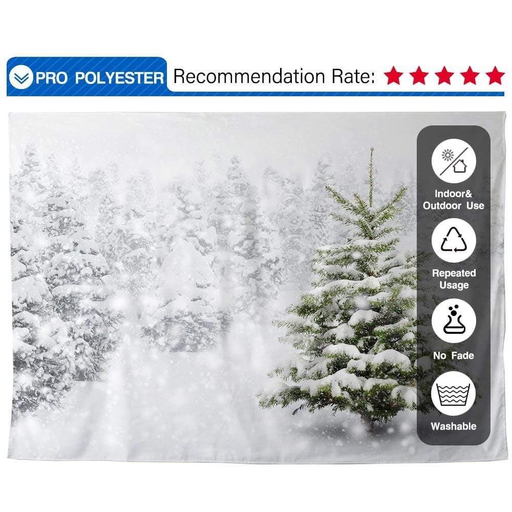 Allenjoy Winter Snowflake Snowfield Forest Backdrop - Allenjoystudio