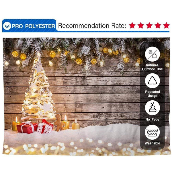 Allenjoy Cardboard Christmas Trees Backdrop Snowflakes Rustic Wooden Photoshoot Background - View #2