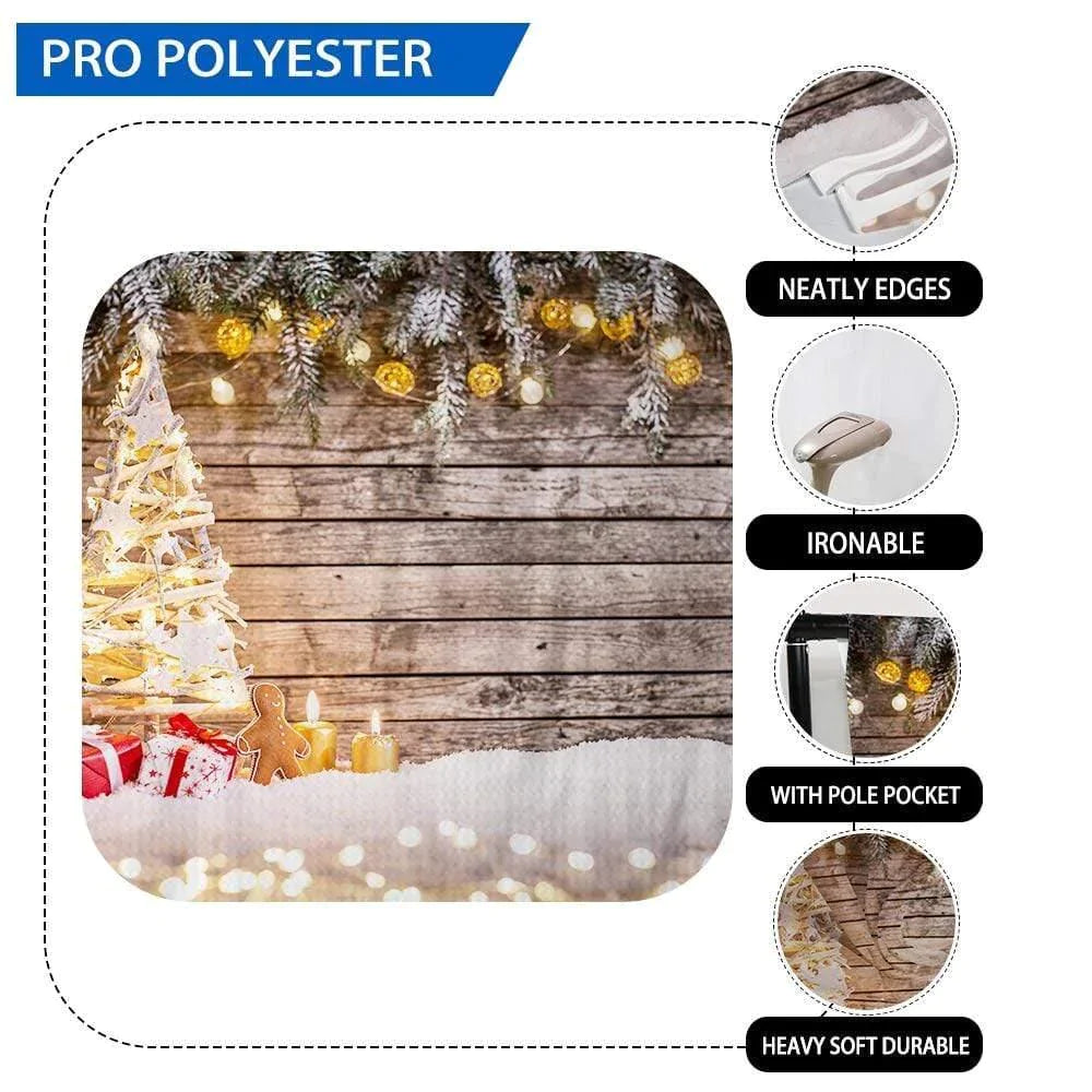 Allenjoy Sweet Warm Christmas Tree Gift Snow Wooden Backdrop - Allenjoystudio