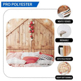 Allenjoy Christmas Backdrop Rustic Wood Headborad with Lights for Family - Allenjoystudio