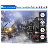 Allenjoy Winter Snowy Train Village House Backdrop - Allenjoystudio