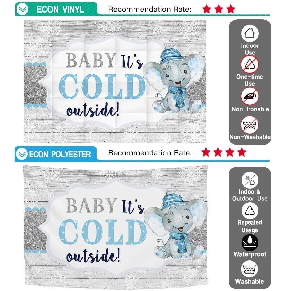 Allenjoy BABY It's COLD outside Elephant Snowflake Wood Backdrop - Allenjoystudio