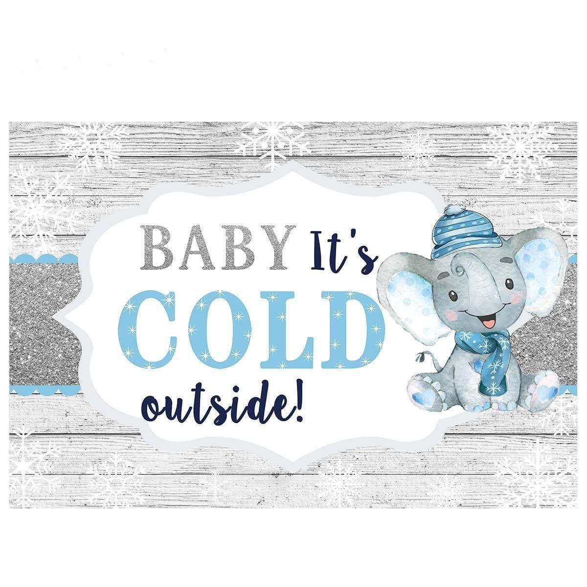 Allenjoy BABY It's COLD outside Elephant Snowflake Wood Backdrop - Allenjoystudio