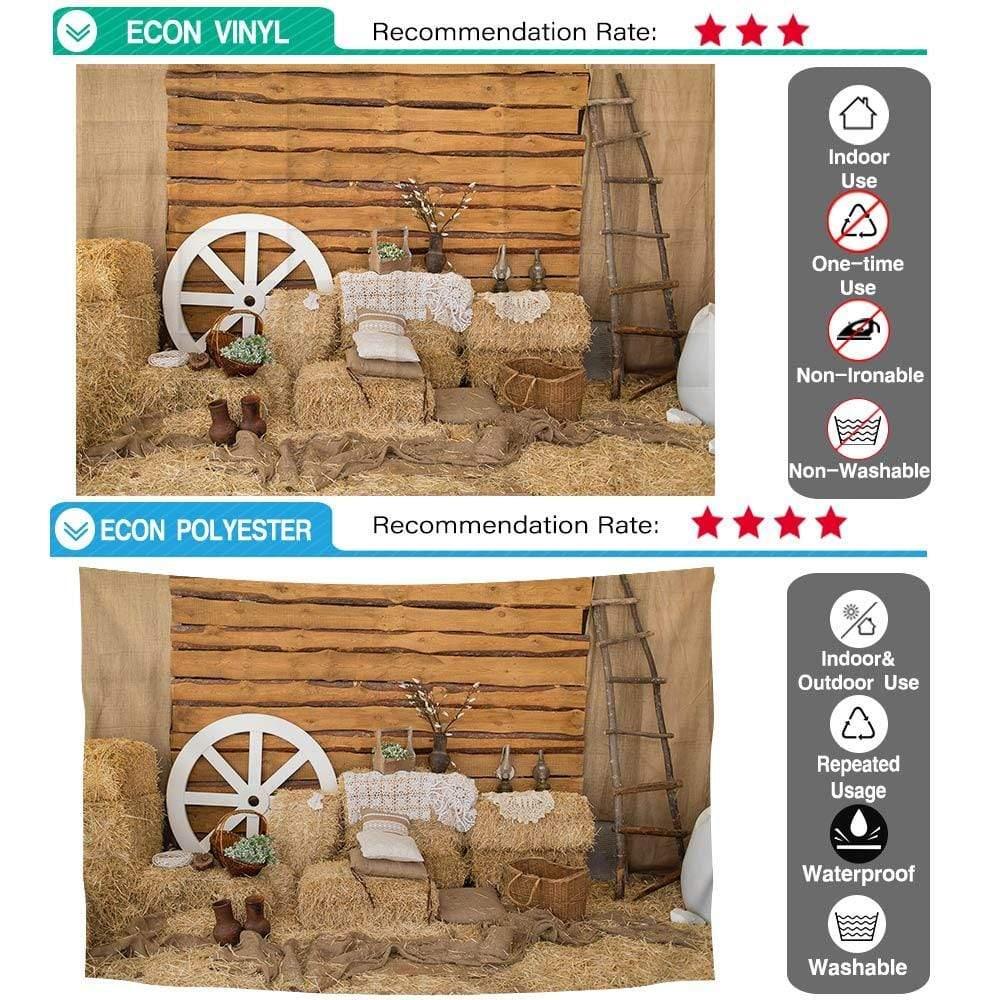 Allenjoy Wood Farm Cowboy Autumn Haystack Backdrop - Allenjoystudio