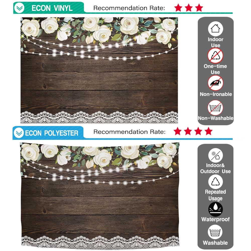 Allenjoy White Flower Romantic Retro Chocolate Wood Backdrop - Allenjoystudio