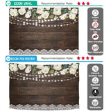 Allenjoy White Flower Romantic Retro Chocolate Wood Backdrop - Allenjoystudio