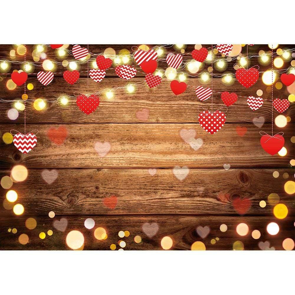 Allenjoy Wooden Bokeh Sweet Heart Lights Backdrop for Mother's Day - Allenjoystudio