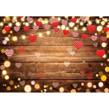 Allenjoy Wooden Bokeh Sweet Heart Lights Backdrop for Mother's Day