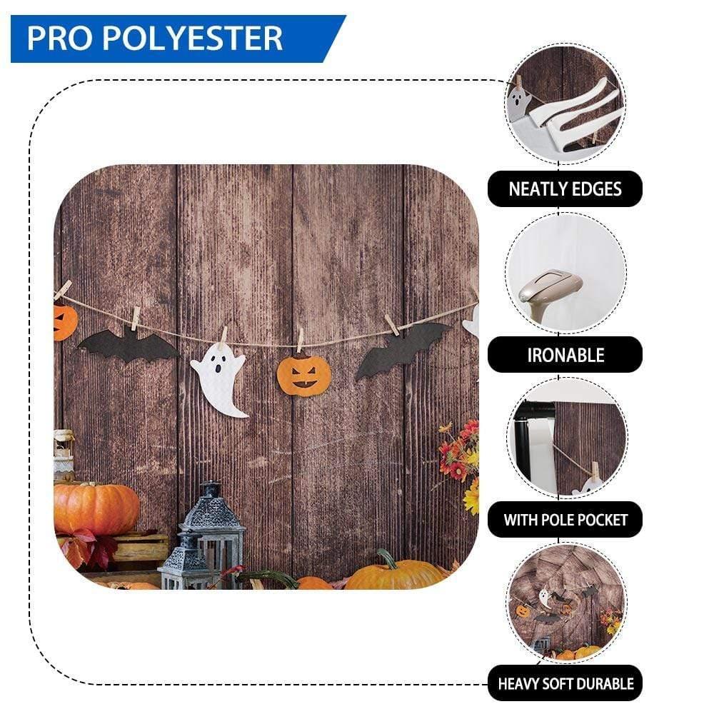 Allenjoy Wooden Halloween Pumpkin Bats Ghosts Children Backdrop - Allenjoystudio
