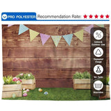 Allenjoy Wooden Easter Eggs Rabbit Colorlful Flag Backdrop - Allenjoystudio