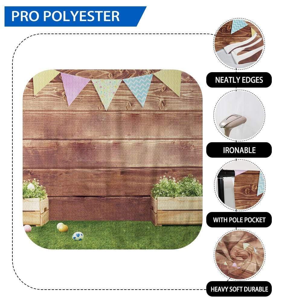 Allenjoy Wooden Easter Eggs Rabbit Colorlful Flag Backdrop - Allenjoystudio