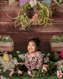 Allenjoy Wooden Easter Eggs Rabbit Colorlful Flag Backdrop - Allenjoystudio