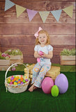 Allenjoy Wooden Easter Eggs Rabbit Colorlful Flag Backdrop - Allenjoystudio