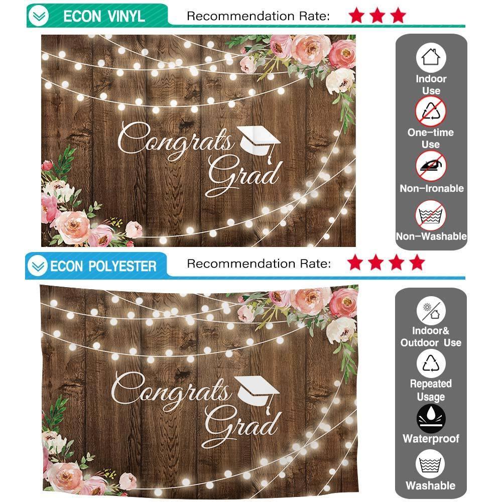 Allenjoy Graduation Wooden Backdrop with Pink Flower Lights Decor - Allenjoystudio