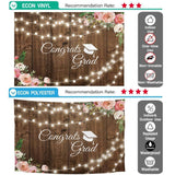 Allenjoy Graduation Wooden Backdrop with Pink Flower Lights Decor - Allenjoystudio