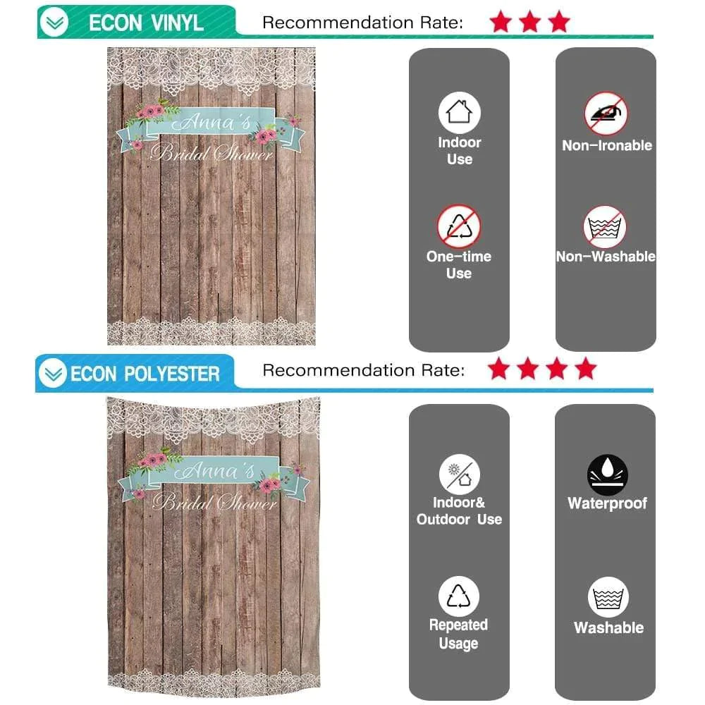 Allenjoy Wooden Background Wedding Backdrop with Flowers Vintage Bridal Shower Party - Allenjoystudio