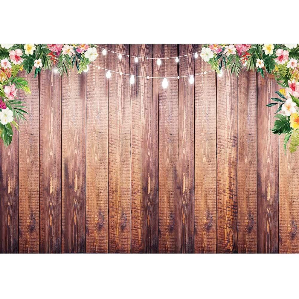 Allenjoy Wooden Board Tropical Plants Flowers Glitter Mother's Day Backdrop - Allenjoystudio