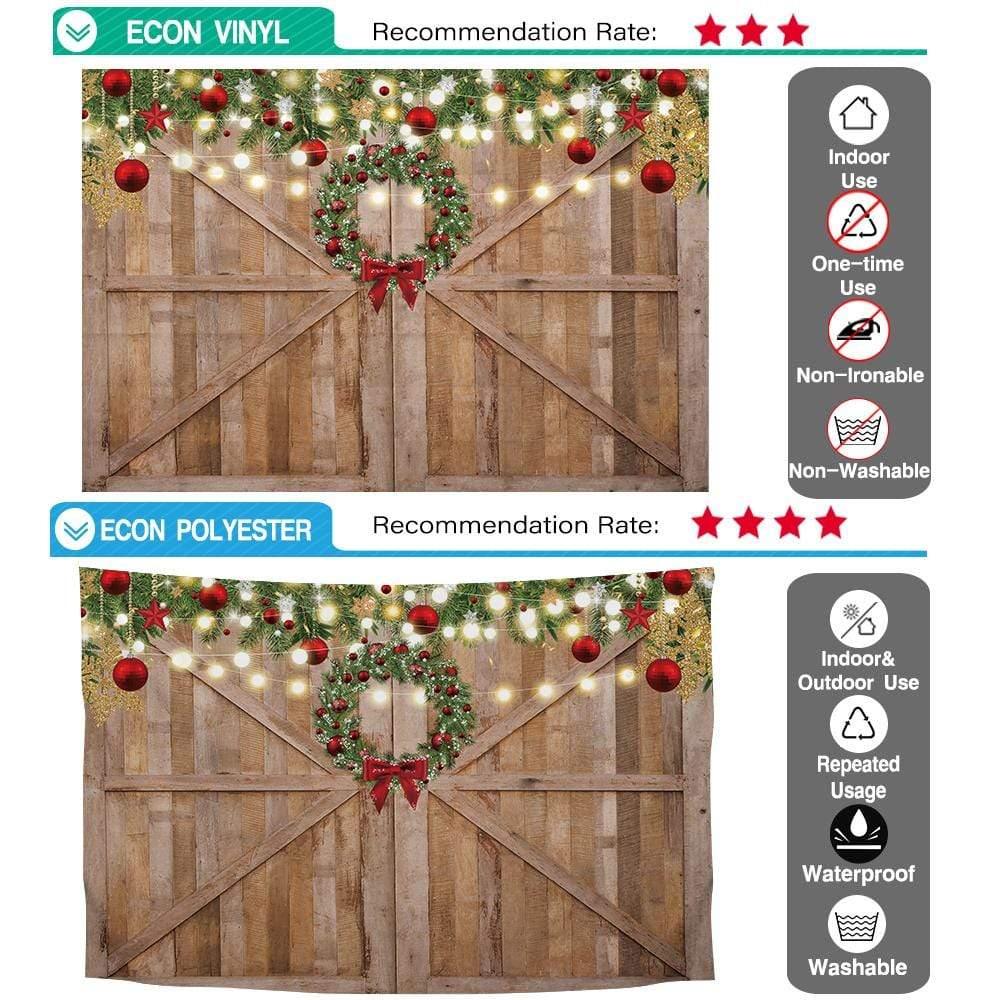 Allenjoy Wooden Door Christmas Xmas Flower Ring Light Sparling Backdrop - Allenjoystudio