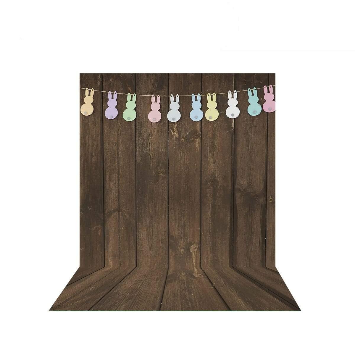 Allenjoy Walnut Wood Easter Rabbits Decor Backdrop - Allenjoystudio