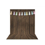 Allenjoy Walnut Wood Easter Rabbits Decor Backdrop
