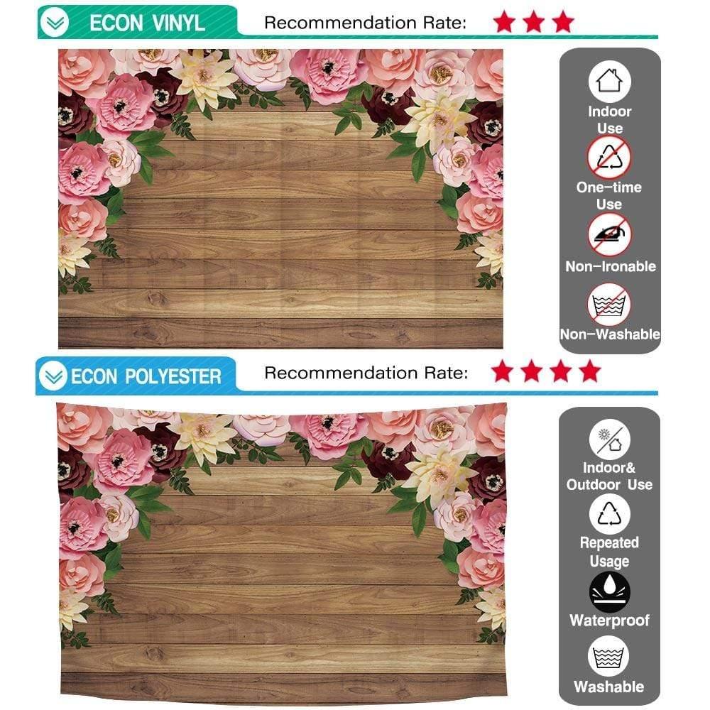 Allenjoy Wooden Paper Pink and Yellow Floral Backdrop for Mother's Day - Allenjoystudio