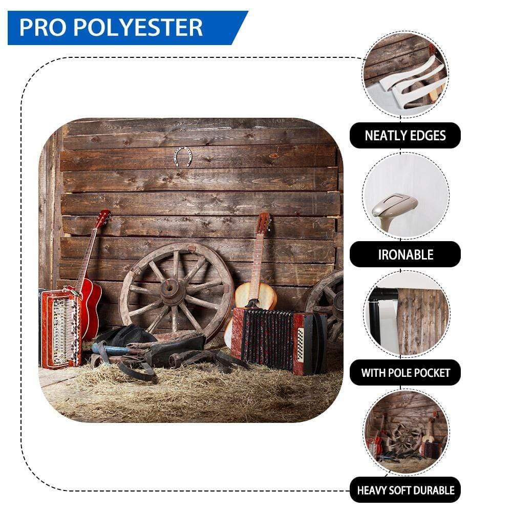 Allenjoy Wooden House Guitar Accordion Wheel Backdrop - Allenjoystudio