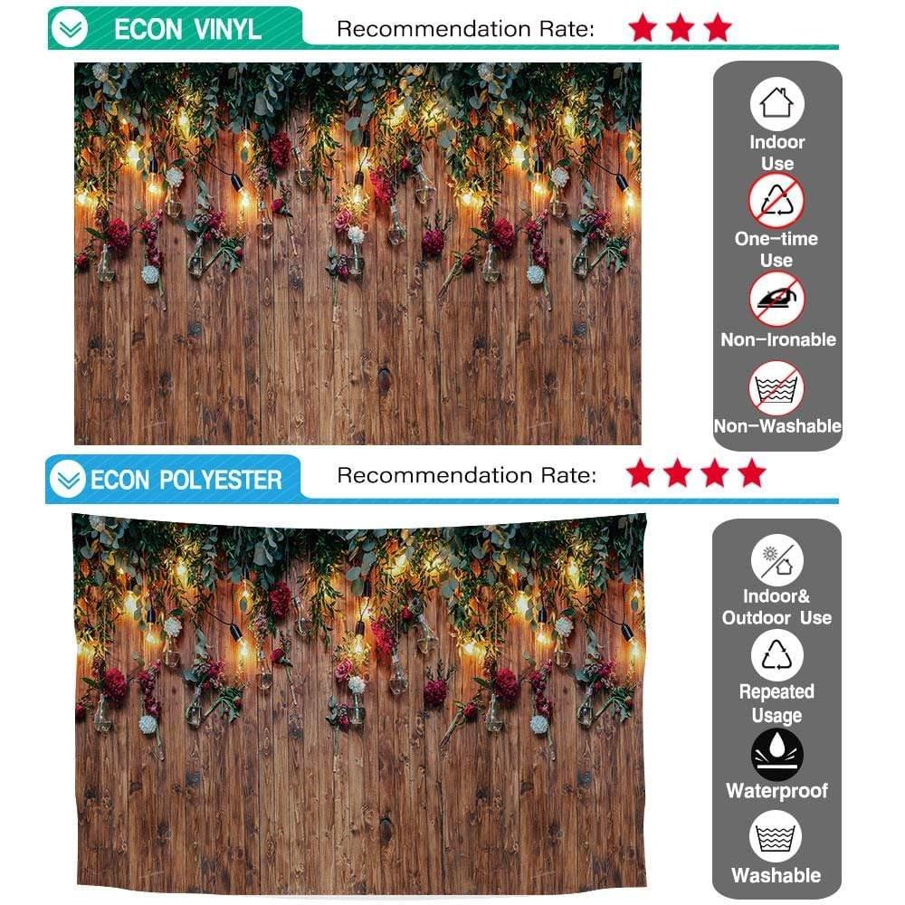 Allenjoy Wooden Backdrop with Light Leaves for Mother's Day Wedding - Allenjoystudio