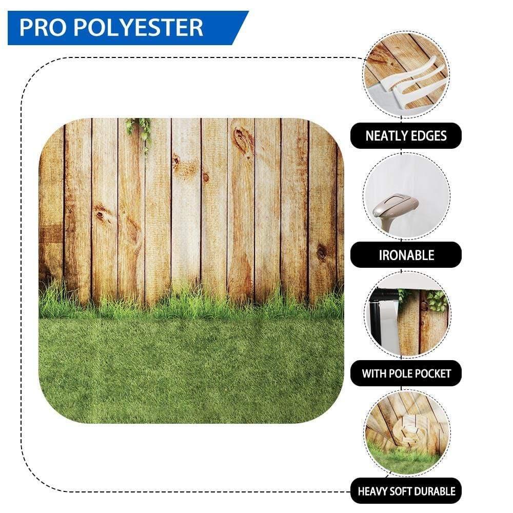 Allenjoy Wood Wall Spring Backdrop Green Leaves Decor Grass Floor - Allenjoystudio