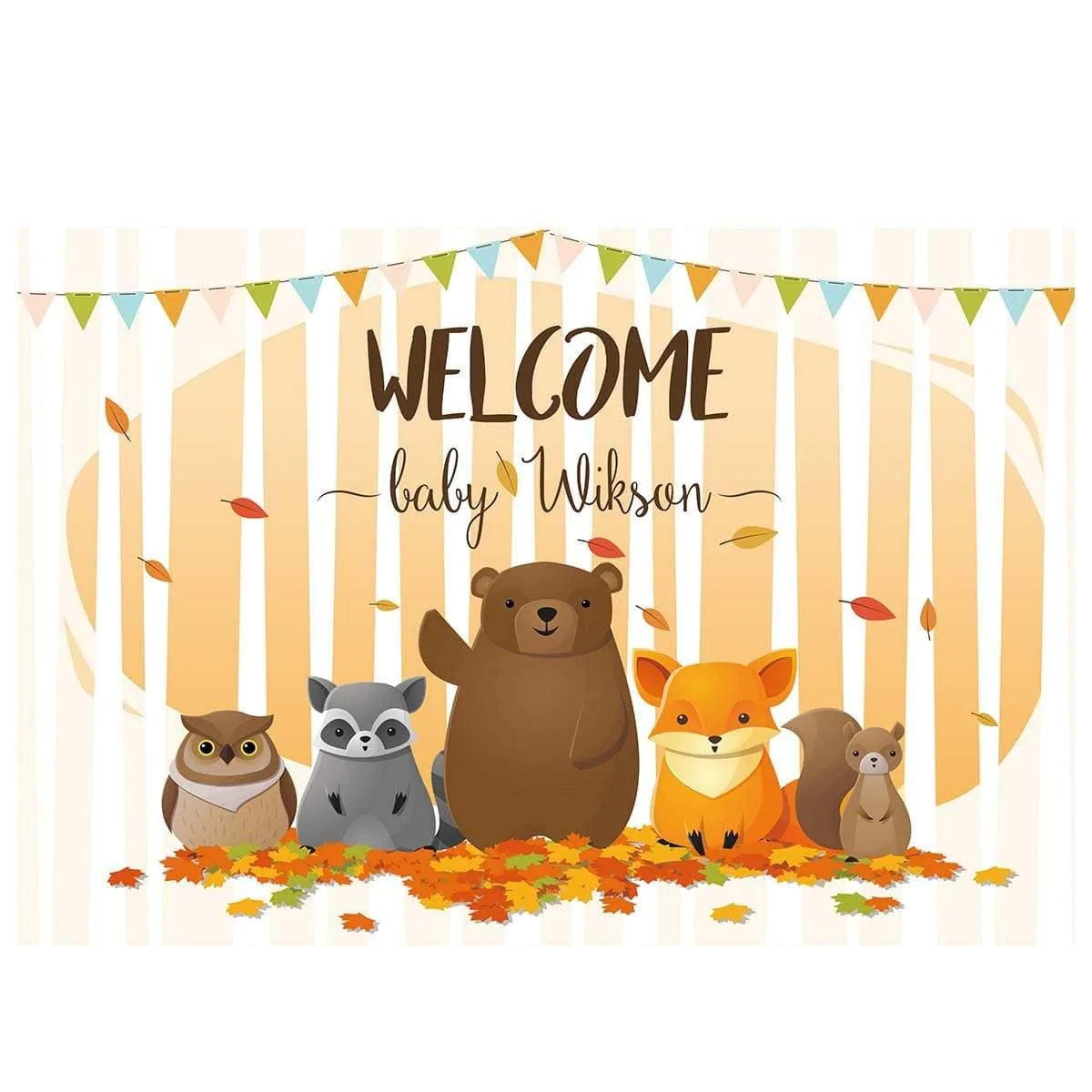 Allenjoy WELCOME BABY Animal Woodland Customized Backdrop - Allenjoystudio