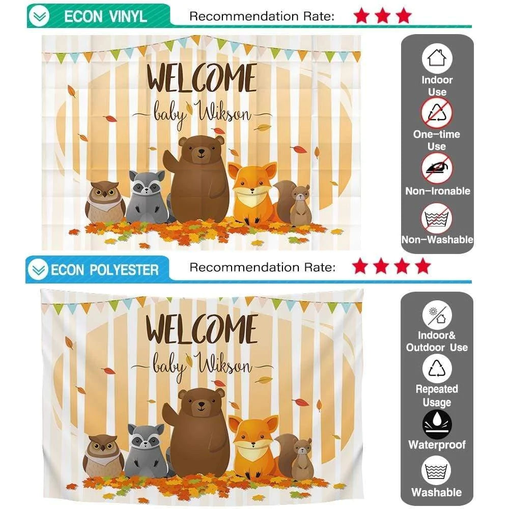 Allenjoy WELCOME BABY Animal Woodland Customized Backdrop - Allenjoystudio