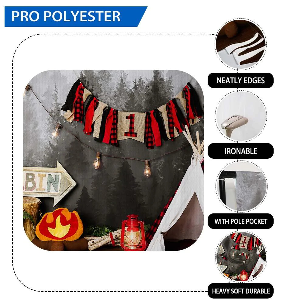 Allenjoy Forest Camping Tent Campfire 1st Birthday Cakesmash Backdrop - Allenjoystudio