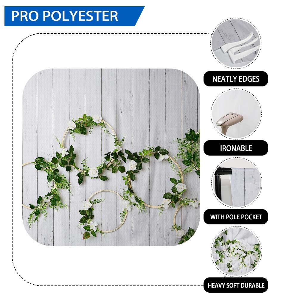 Allenjoy White Wood Backdrop with Floral Crown Wreath - Allenjoystudio