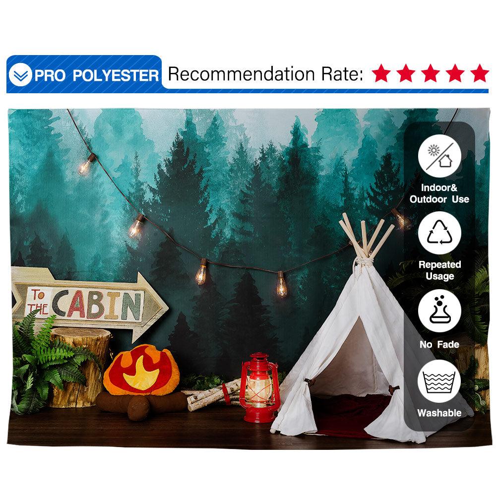 Allenjoy Forest Camping Tent Campfire Backdrop Designed by Panida Phillips - Allenjoystudio